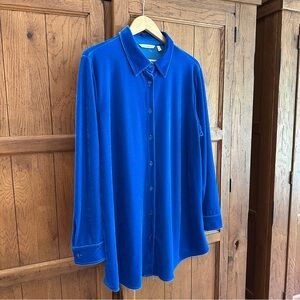 Soft Surroundings Royal Blue Velvet Shirt